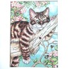 Cross stitch kit "Sleeping Cat in a Tree", 30x130 stitches
