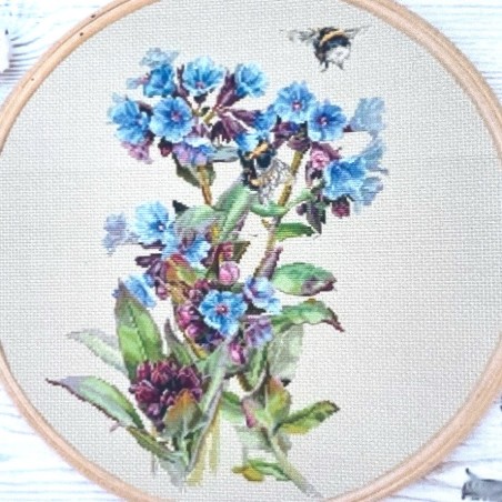 Cross stitch kit "Spring. Bees and Flowers", 150x200 stitches, 49 colours