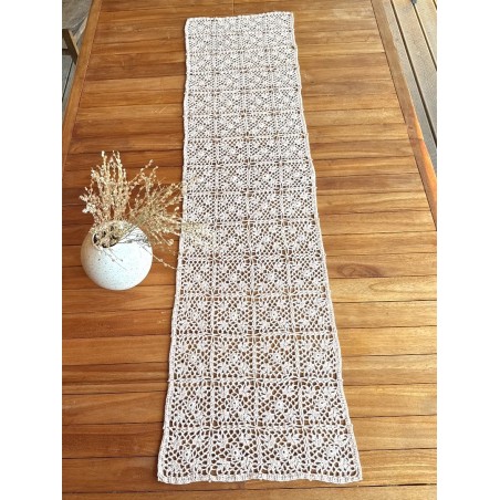 Lace cotton table runner, 35x140cm