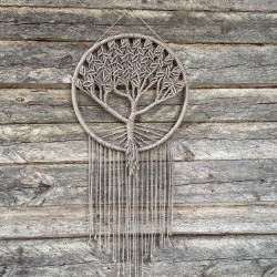 Macrame "Gyvybės medis", skersmuo 60cm, pilkas