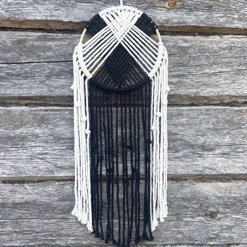 Macrame dream catcher "White-black"