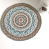 Apvali raštuota lininė servetėlė/mandala "Šalta žiema", skersmuo 32cm
