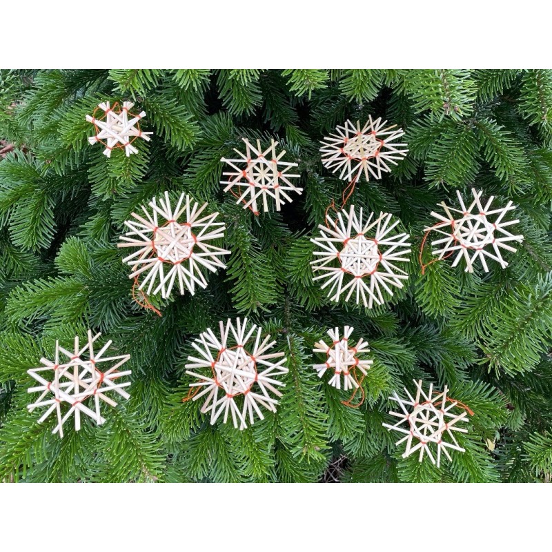 Set of straw snowflakes, 10pcs