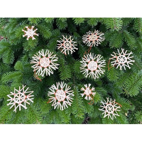 Set of straw snowflakes, 10pcs